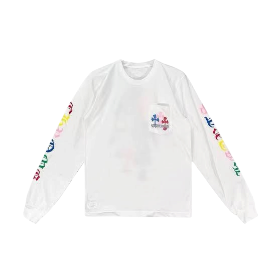 White Multi Colored Long Sleeve