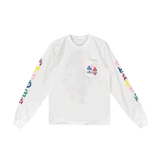 White Multi Colored Long Sleeve
