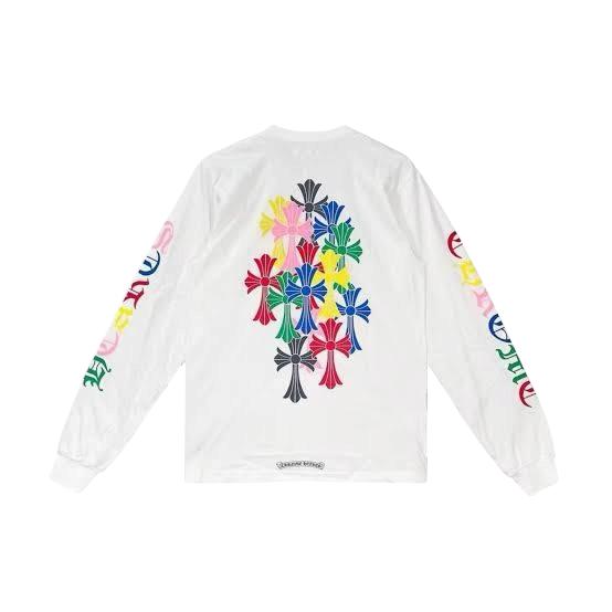 White Multi Colored Long Sleeve